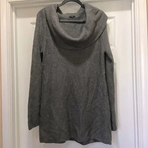 ANN TAYLOR Mohair Gray Sweater Size Large Drape Neck Long Sleeve Chunky Knit
